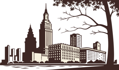 City Skyline Silhouette on White Background