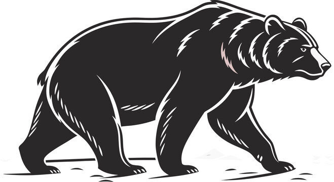 Bear Silhouette Isolated on White Background