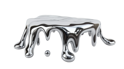 Melted silver dripping 3D render icon isolated on white background