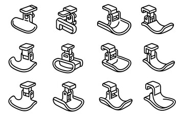 Wave vector slant shading holder panel contour icon ridge clamp depth utensil