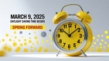Daylight saving time begins on march 9 2025 with yellow clock variation