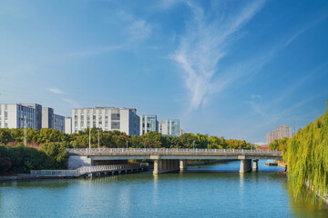 The skyline of modern urban architecture and the scenery of Jinji Lake in Suzhou, Jiangsu Province, China, on December 8, 2025

