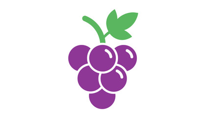 Ripe cluster of purple lilac flowers and juicy grapes with green leaves isolated on a white background for a fresh autumn harvest nature illustration