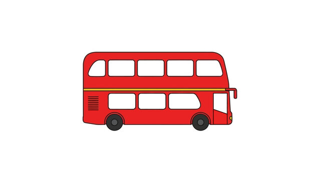 Isolated vintage red London double decker toy bus vector on a white background representing classic British city transportation and travel in the UK