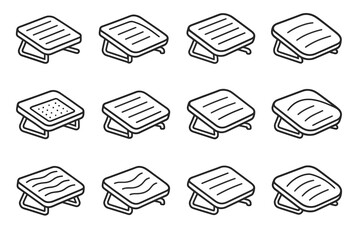 Footrest minimal shading stripe tilt ridge boundary icon vector slab arc