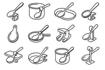 Countertop rest silicone clip vector spoon holder cooking stand icon icons stove