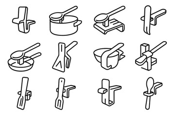 Vector rest clip icon drip utensil clips spoon holder tool stove