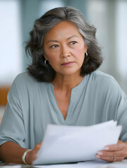 Senior professional reviewing documents for late career planning