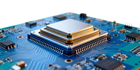 Close-up of Microprocessor on Electronic Circuit Board