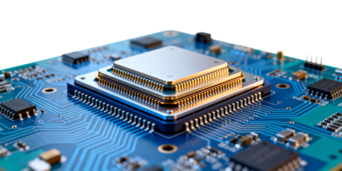 Close-up of Microprocessor on Electronic Circuit Board