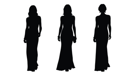Three elegant women in formal dresses a striking black silhouette © IMkM00i76