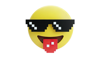 Emoji with Pixelated Sunglasses and Tongue