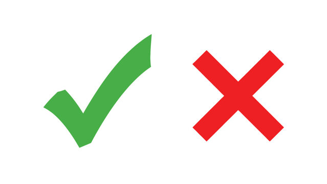 A green check mark and a red x symbol indicating acceptance and rejection