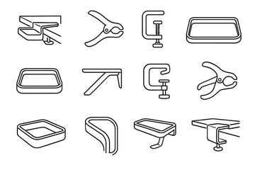 Storage clip support icon curved compact pads flat vector adjustable clamp tray