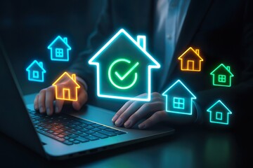 Smart Home Security and Real Estate Technology Concept