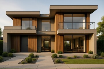 Modern Luxury House with Contemporary Architecture and Large Windows