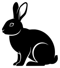 Obraz premium a black silhouette of a rabbit on a , black, bunny, rabbit, silhouette, against transparent background