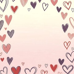 heart shapes in pink and purple colors on gradient background