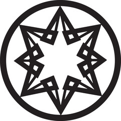 Elegant star ring mandala silhouette featuring a circular arrangement of stars in a balanced, symmetrical design