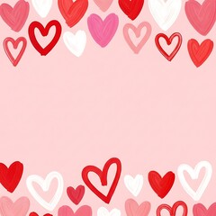 heart shapes in pink white and red on pink background