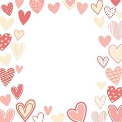 heart shapes in various pink and red colors on white