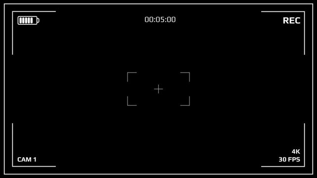 Recording Screen Overlay Camera with timecode counter 4K Resolution Video Alpha Channel 30 seconds