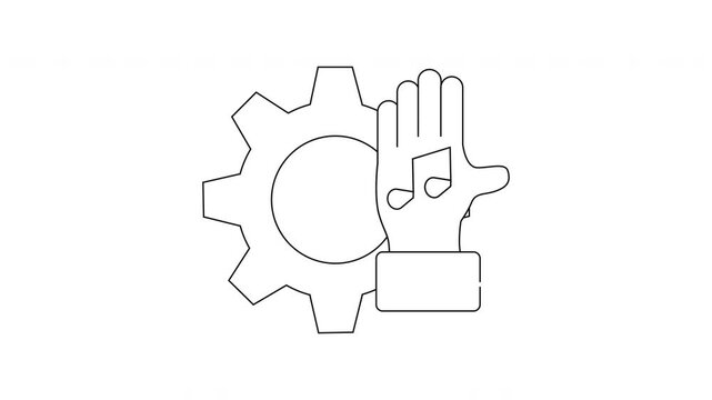 Music Production Automation - Gear, Hand, and Note Icon Animation.