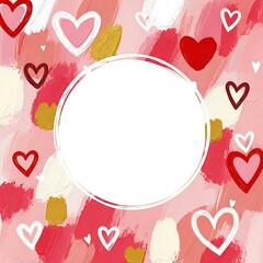 valentine day hearts pink background with white circle