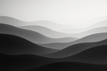 Abstract Monochrome Landscape with Layered Mountain Shapes