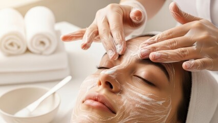 Fototapeta premium Woman Receiving Facial Treatment at Spa.