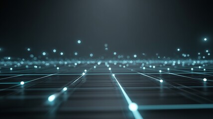 Glowing Data Streams and Neural Networks. Abstract Blue Virtual Cosmos, IT and Internet Technology Background with AI and Cyber Concepts.