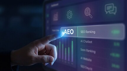 Interactive technology dashboard with seo ranking insights business environment digital content closeup of a hand modern workspace