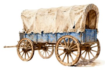 Old Covered Wagon with Canvas Tarp