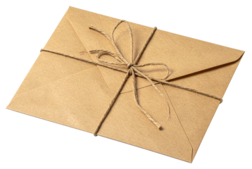 string tie envelope in brown color isolated on white background