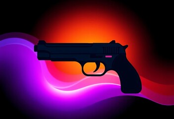 A sleek, minimalist vector icon depicting a handgun,  graphic, gun