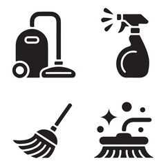 Home cleaning vacuum cleaner silhouette for modern household hygiene