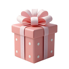 pink gift with ribbon and  bow on transparent background, 3d render, high quality, png file, Generative AI.