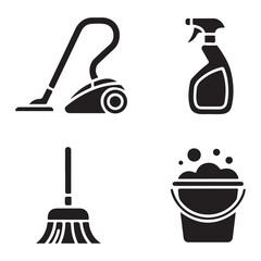 Modern home cleaning appliance silhouette for daily hygiene routine