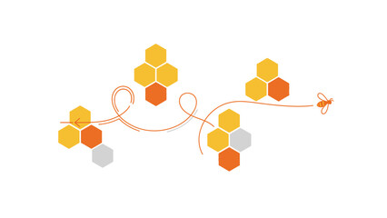 Naklejka premium Beehive Structure with Honeycomb Cells and Bees.