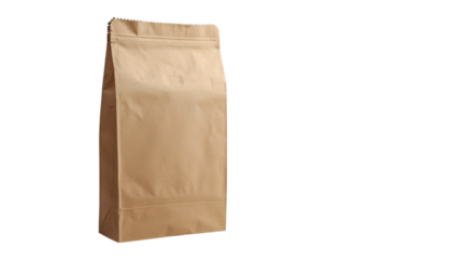 Mockup of a brown paper package bag isolated on a white background
