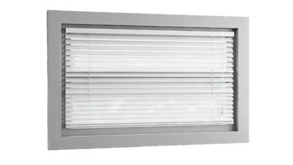 White Horizontal Blinds with Gray Frame