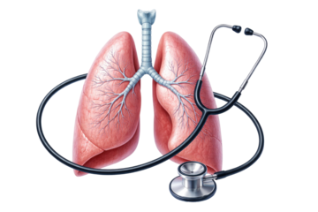 Human lungs anatomy with stethoscope medical examination respiratory system healthcare illustration breathing diagnosis isolated on white background