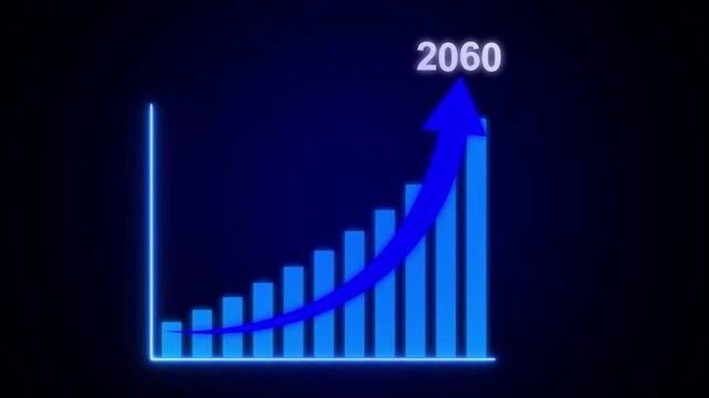 2060 new year business background.Business analyzes business growth by graphics, Target plan. Growth, arrow up. Finance, Bar graph going.
