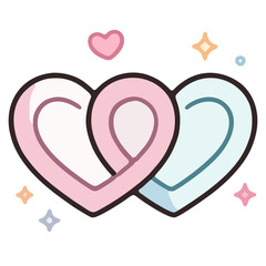 Illustration handrawn of two hearts in the form of heart