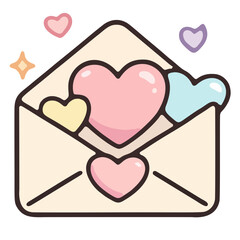 Illustration handrawn of envelope with love inside