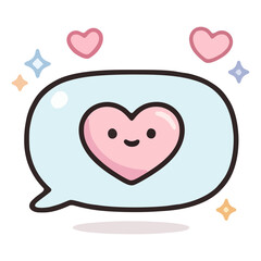 Illustration handrawn of speech bubble with pink love emoji