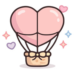 Illustration handrawn of heart shaped air balloons
