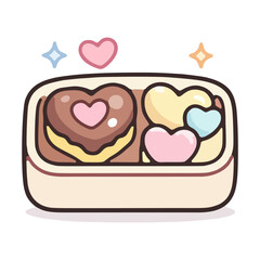 Handrawn illustration of a heart shaped cake