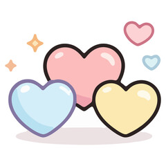 Illustration handrawn of valentine heart with hearts