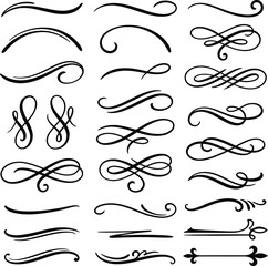 Collection of ornate calligraphic swirls and flourishes